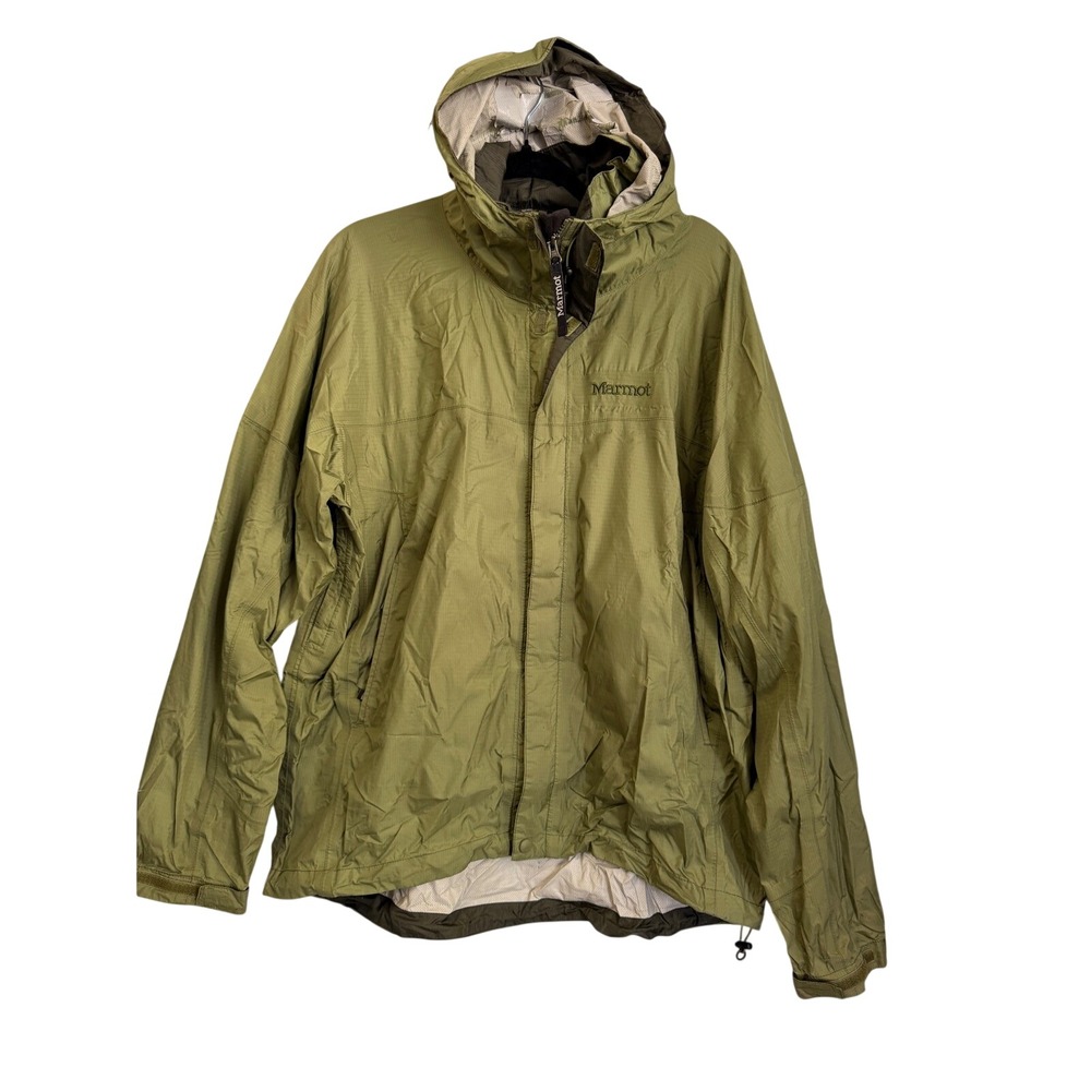 Marmot Mens PreCip Rain Jacket Olive Green Hooded Waterproof Shell L5491-1-DER L